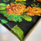 Weiches Satin-Kleidergewebe mit Blumenmuster, schwarze Rosen, Meterware, 147,3 cm