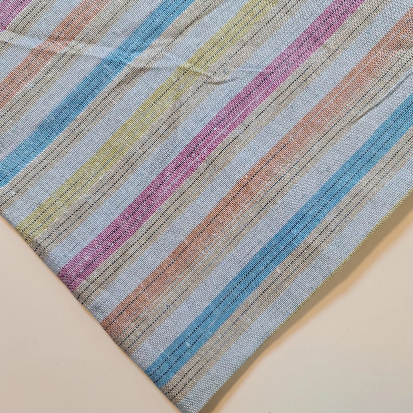 100% Cotton Linen Fabric Lurex Stripe Dress Craft Quilting Material 44" Wide By The  Meter