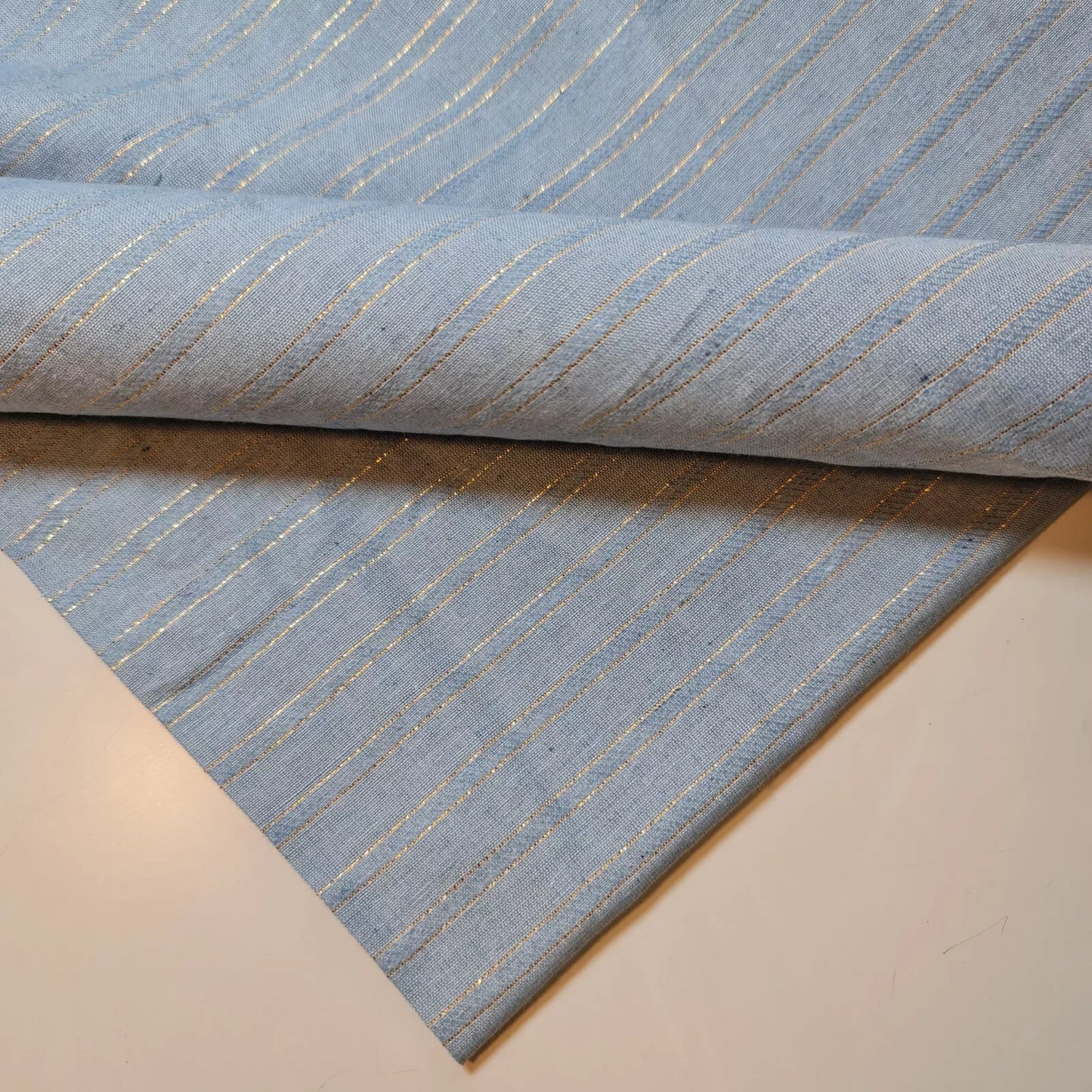 100% Cotton Linen Fabric Lurex Stripe Dress Craft Quilting Material 44" Wide By The  Meter