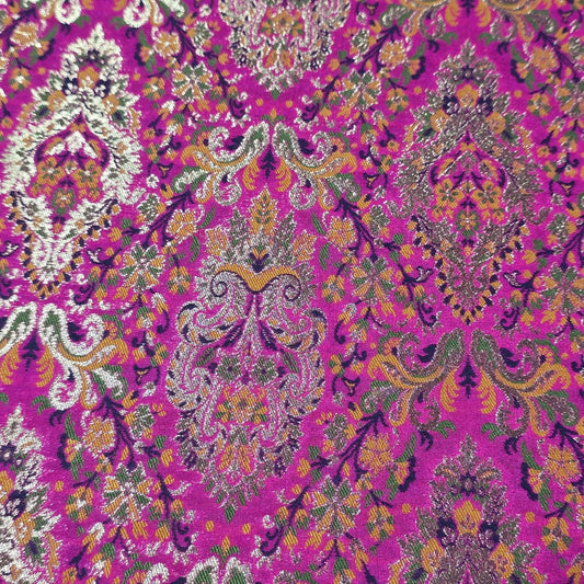 Royal Mughal Paisley Gold Jacquard Banaras Brocade Dress Craft Fabric 44" Wide By The Meter