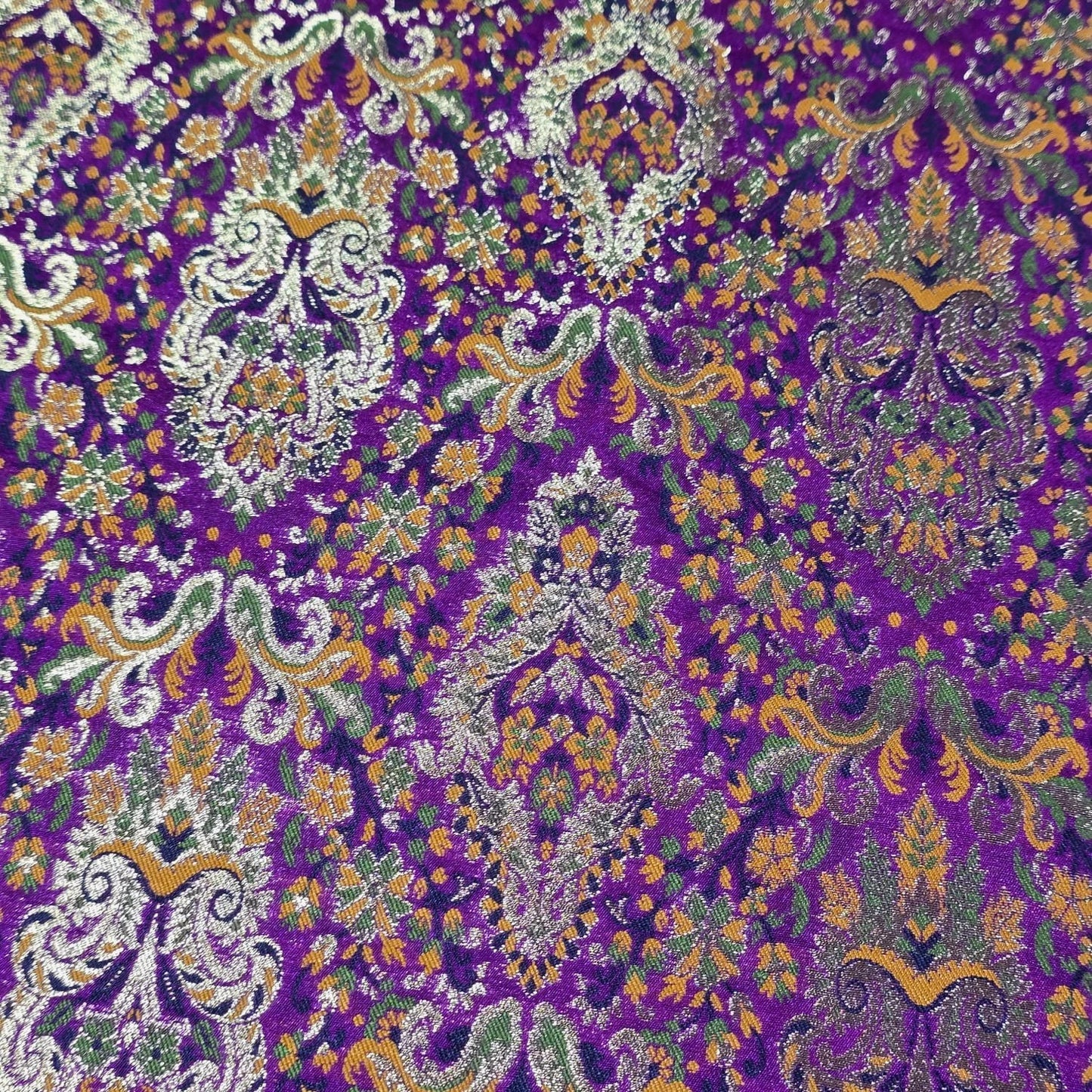 Royal Mughal Paisley Gold Jacquard Banaras Brocade Dress Craft Fabric 44" Wide By The Meter