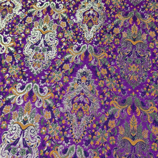 Royal Mughal Paisley Gold Jacquard Banaras Brocade Dress Craft Fabric 44" Wide By The Meter