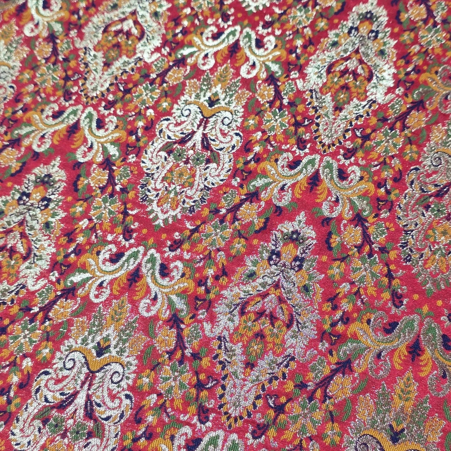 Royal Mughal Paisley Gold Jacquard Banaras Brocade Dress Craft Fabric 44" Wide By The Meter