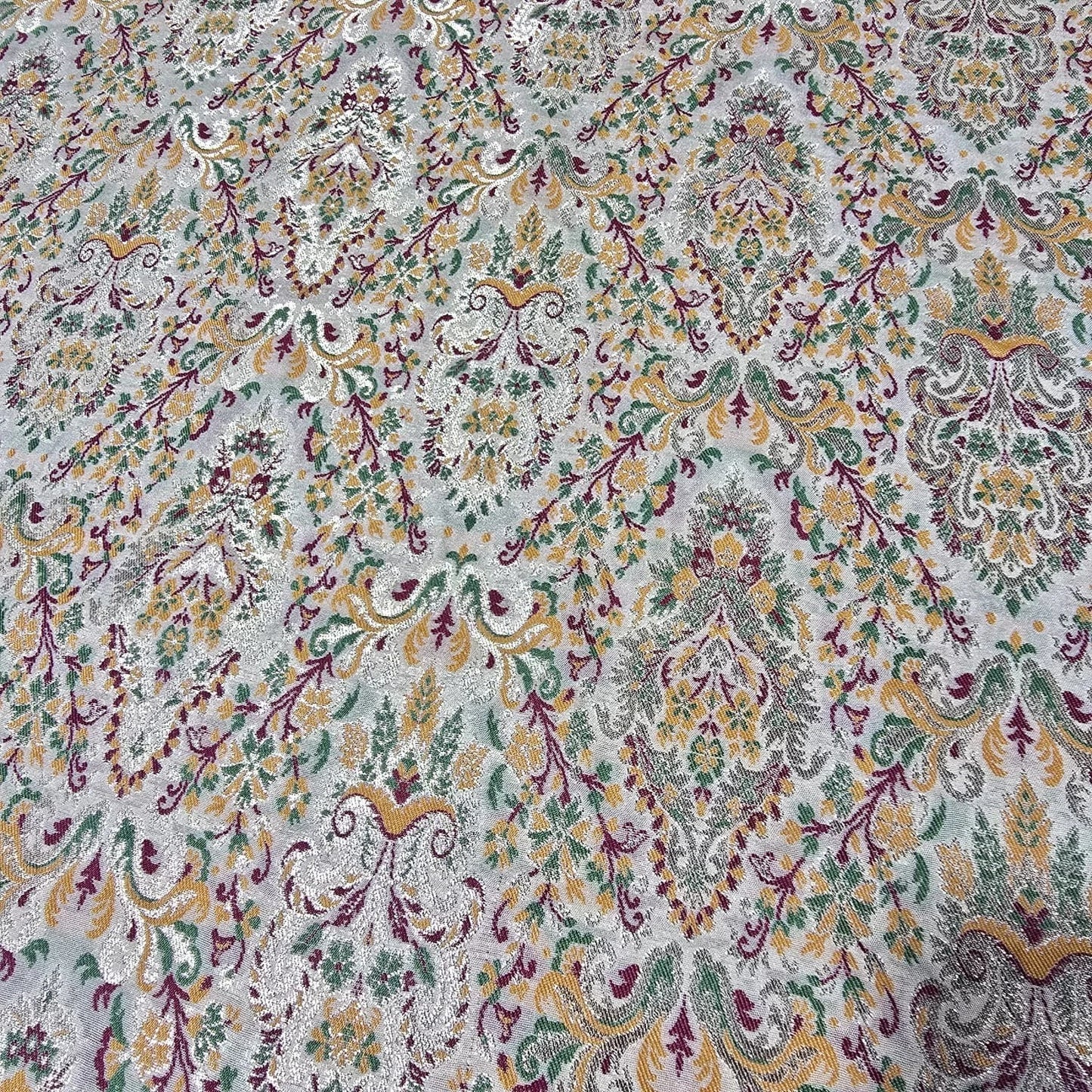 Royal Mughal Paisley Gold Jacquard Banaras Brocade Dress Craft Fabric 44" Wide By The Meter