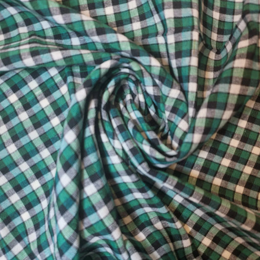 Green White Black 1/8" 100% Cotton Gingham Material Check Plaid Fabric (23 Meter Roll)