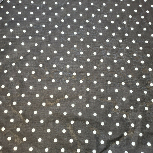 BLACK PEA PIN SPOTTY POLKA DOT POLYCOTTON FABRIC DRESS QUILTING MATERIAL 44"