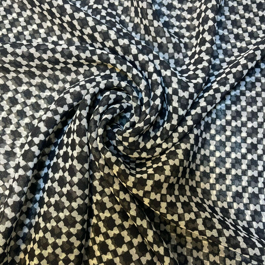 Black Geometrical Chiffon Sheer Material Dress Craft Decor Fabric 44" By The Meter