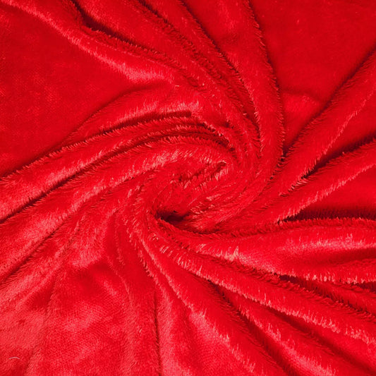 Red Short Faux Fur Fabric Luxury Handle Short Pile Furry Soft Cuddly Material 58"