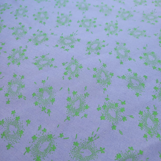 Blue Green Floral 100% Cotton Vintage Material Novelty Floral Dress Craft Quilting Fabric 44"