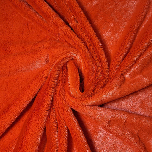 Orange Short Faux Fur Fabric Luxury Handle Short Pile Furry Soft Cuddly Material 58"