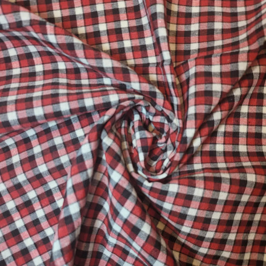 Red White Black 1/8"  100% Cotton Gingham Material Check Plaid Fabric  (23 Meter Roll)