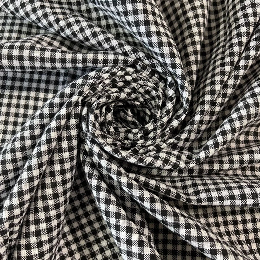 Black & White 1/16" 100% Cotton Gingham Material Check Plaid Fabric (23 Meter Roll)