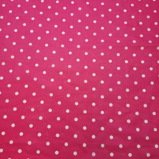 CERISE PEA PIN SPOTTY POLKA DOT POLYCOTTON FABRIC DRESS QUILTING MATERIAL 44"