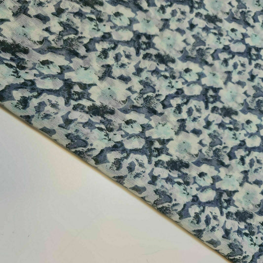 Weiß-graues Chiffon-Material mit Blumenmuster, durchsichtig, für Kleider, Bastel- und Dekorationsstoffe, 111,8 cm, Meterware