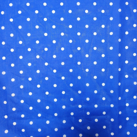 ROYAL BLUE PEA PIN SPOTTY POLKA DOT POLYCOTTON FABRIC DRESS QUILTING MATERIAL 44"