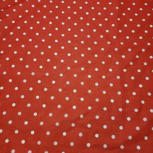 RED PEA PIN SPOTTY POLKA DOT POLYCOTTON FABRIC DRESS QUILTING MATERIAL 44"