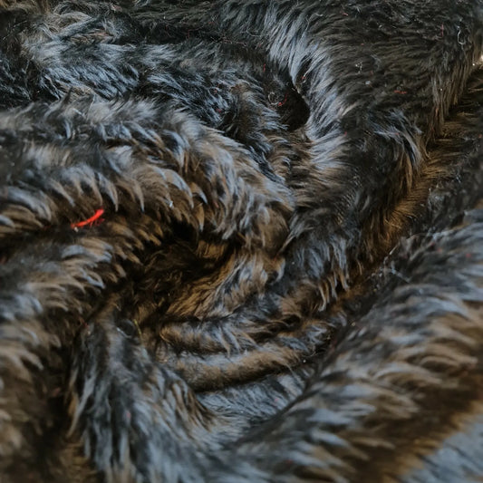 Black Faux Fur Fabric Luxury Handle Short Pile Furry Soft Cuddly Material 58"