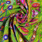 Green Cotton Lawn Indian Ethnic Mirror Embroidery Rangoli Boho Banjara Fabric 44″