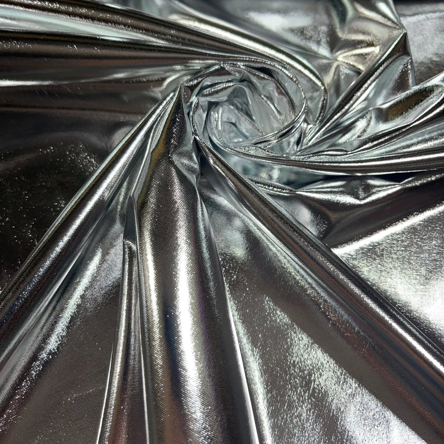 Silver Stretchy Metallic Look Foil Jersey Dance & Costume Fabric 58" Wide By The Meter