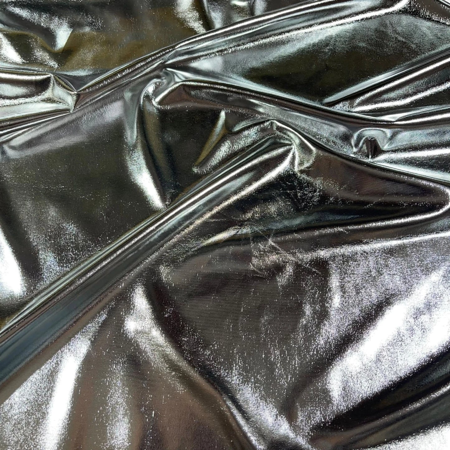 Silver Stretchy Metallic Look Foil Jersey Dance & Costume Fabric 58" Wide By The Meter