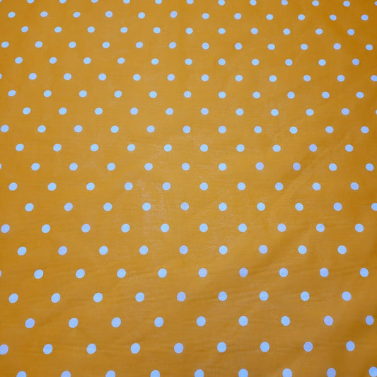 ORANGE PEA PIN SPOTTY POLKA DOT POLYCOTTON FABRIC DRESS QUILTING MATERIAL 44"