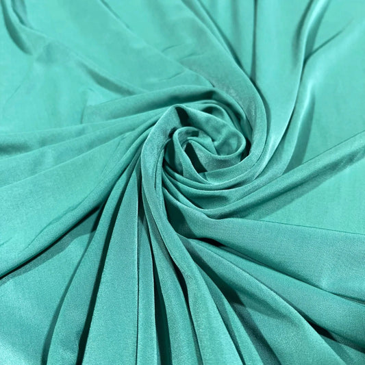 Plain Sea Green ITY Stretch Jersey Fabric – 58" Wide | Soft Polyester Elastane Dress Fabric | Sold by the Metre
