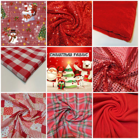 Various Festive Christmas Sewing Xmas Craft Material Decor Fabric By The Metre 44/58"