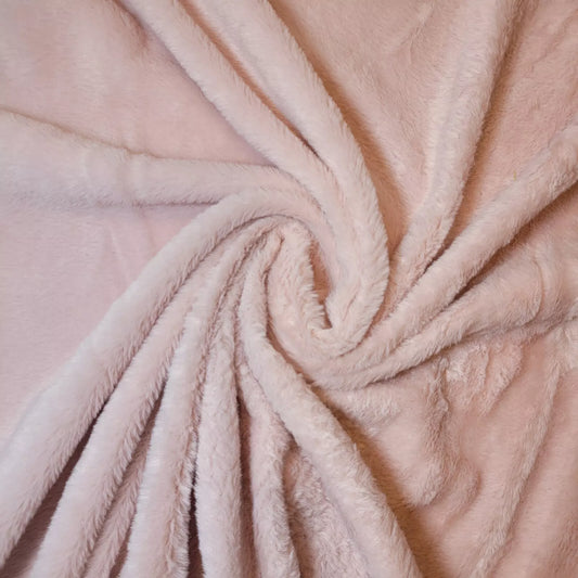 Pale Pink Faux Fur Fabric Luxury Handle Short Pile Furry Soft Cuddly Material 58"