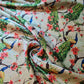 Peacock on Trees Polyester Raw Silk Material Dress Craft Quilting Fabric 44" By The Meter