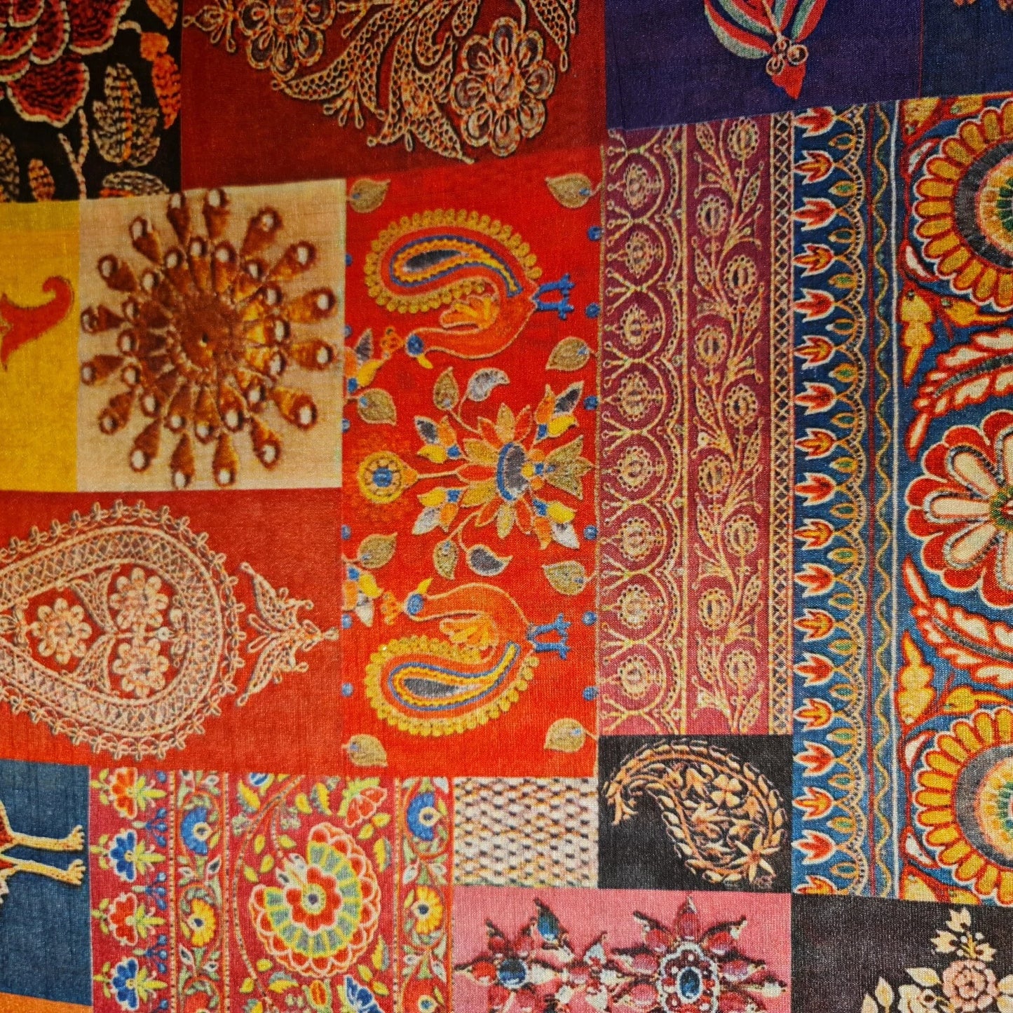 Vintage Indian Paisley Floral Polyester Raw Silk Material Dress Craft Quilting Fabric 44" By The Meter