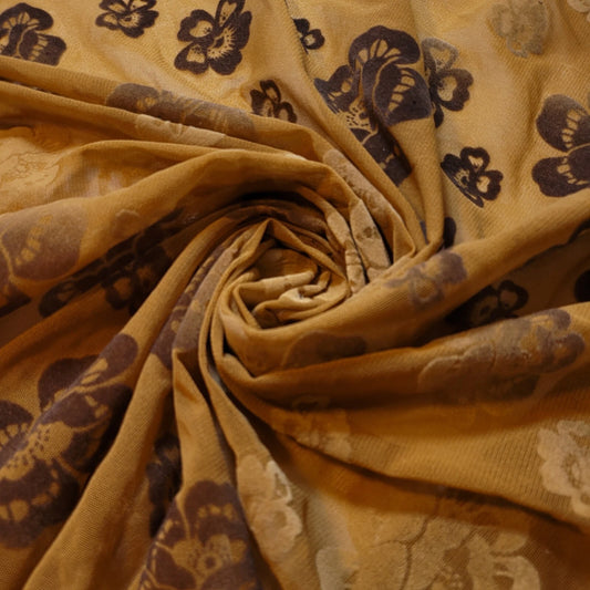 Leopard Velvet Flock Mesh Net Fabric Sheer Stretch Dress Craft Material 58" Wide By The Meter