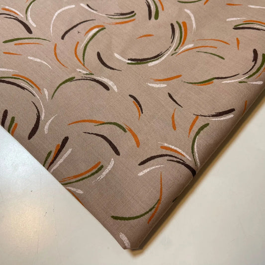 Beige Brush Stroke 100% Cotton Vintage Material Novelty Floral Dress Craft Quilting Fabric 44"