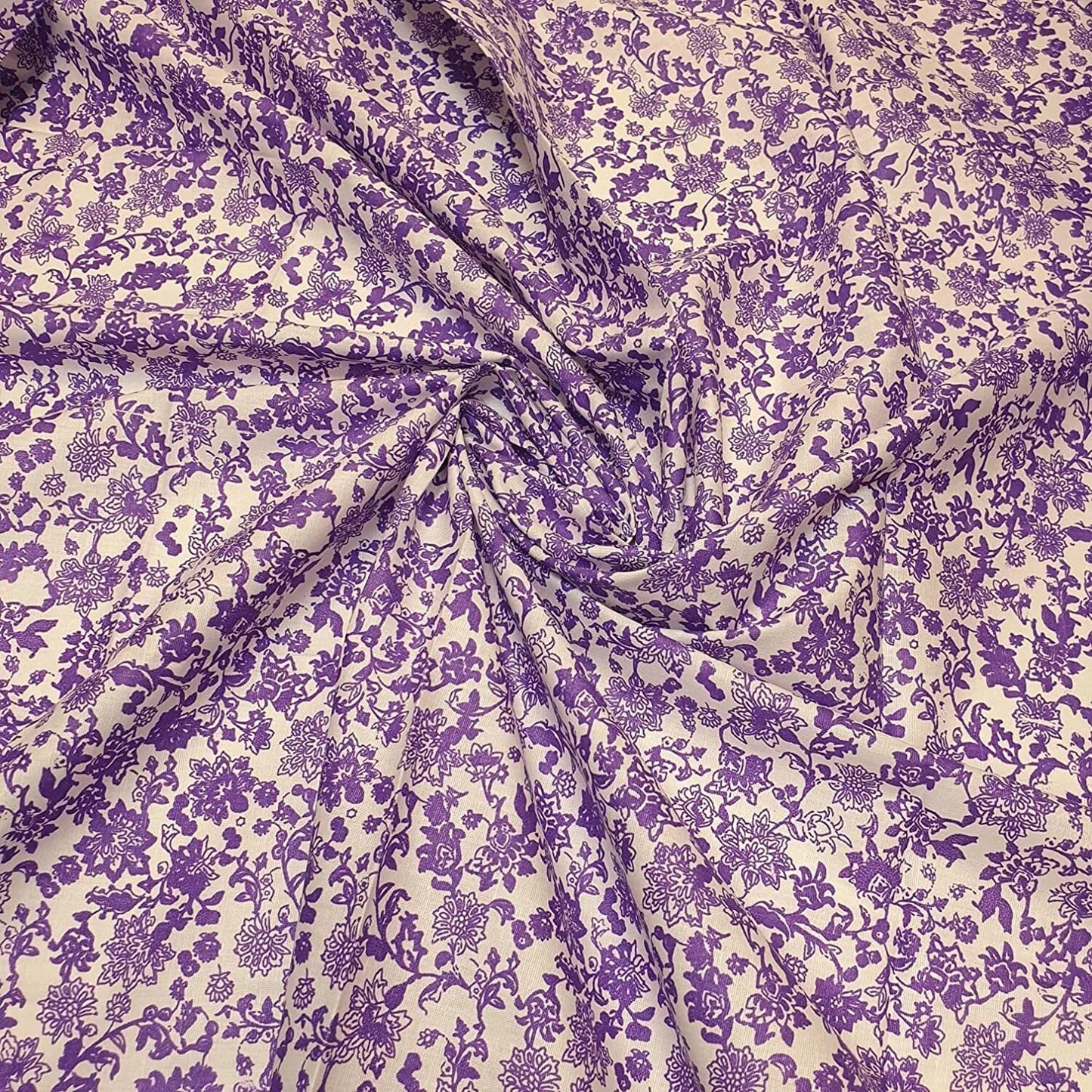 Purple Liberty 100% Cotton Baby Ivory Leopard Ditsy Floral Dress Craft Material Meter (20 Meter Roll)