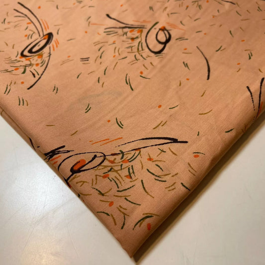 Peach Splash 100% Cotton Vintage Material Novelty Floral Dress Craft Quilting Fabric 44"