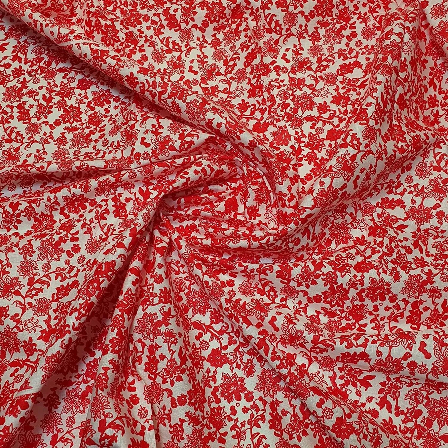 Red Liberty 100% Cotton Baby Ivory Leopard Ditsy Floral Dress Craft Material (20 Meter Roll)