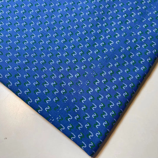 Blue Snake 100% Cotton Vintage Material Novelty Floral Dress Craft Quilting Fabric 44"