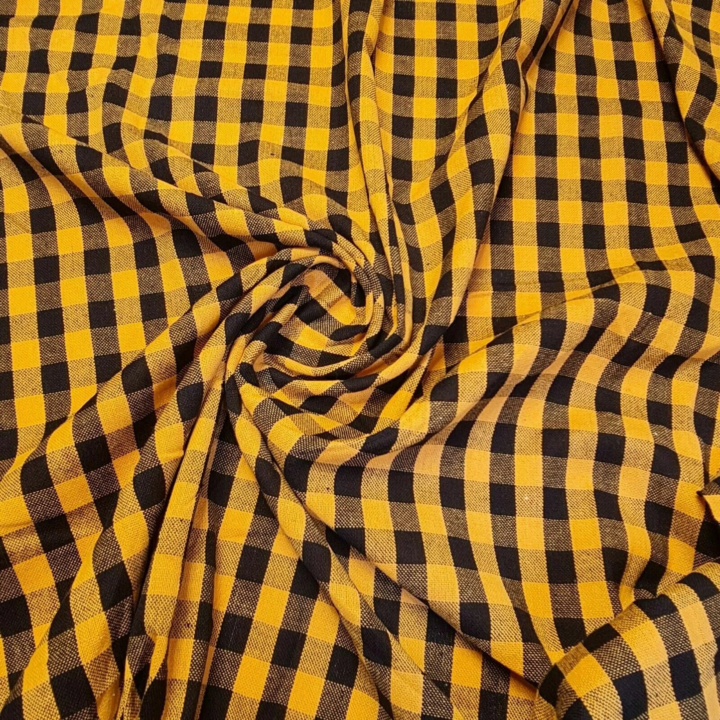 Mustard 1/4" 100% Cotton Gingham Material Check Plaid Fabric (23 Meter Roll)