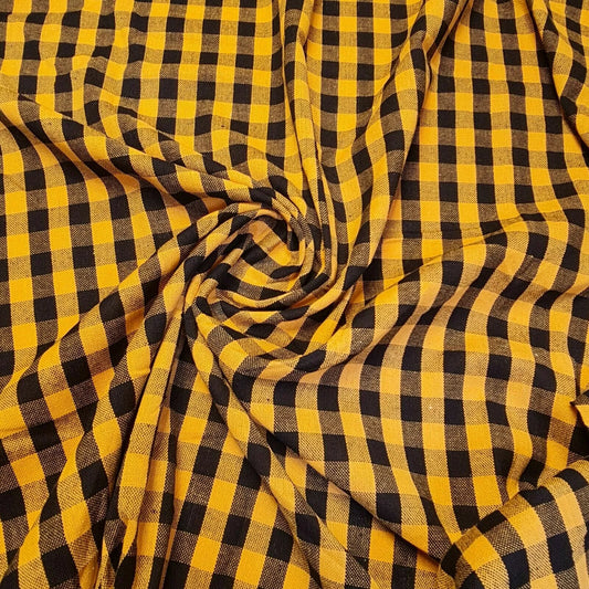 Mustard 1/4" 100% Cotton Gingham Material Check Plaid Fabric (23 Meter Roll)