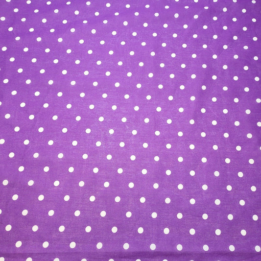 PURPLE PEA PIN SPOTTY POLKA DOT POLYCOTTON FABRIC DRESS QUILTING MATERIAL 44"