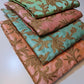 Luxury Faux Raw Silk Fabric with Gold Floral Embroidery – 44” Wide – Dress, Décor & Craft Material (By the Meter)