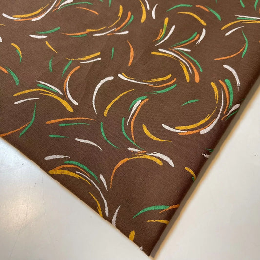 Brown Brush Stroke 100% Cotton Vintage Material Novelty Floral Dress Craft Quilting Fabric 44"