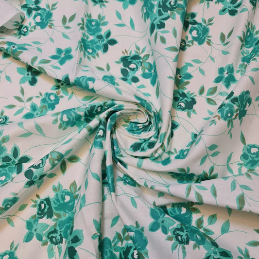 Green Floral 100% Cotton Material Leopard Floral Dress Craft Quilting Fabric 44" (20 Meter Roll)