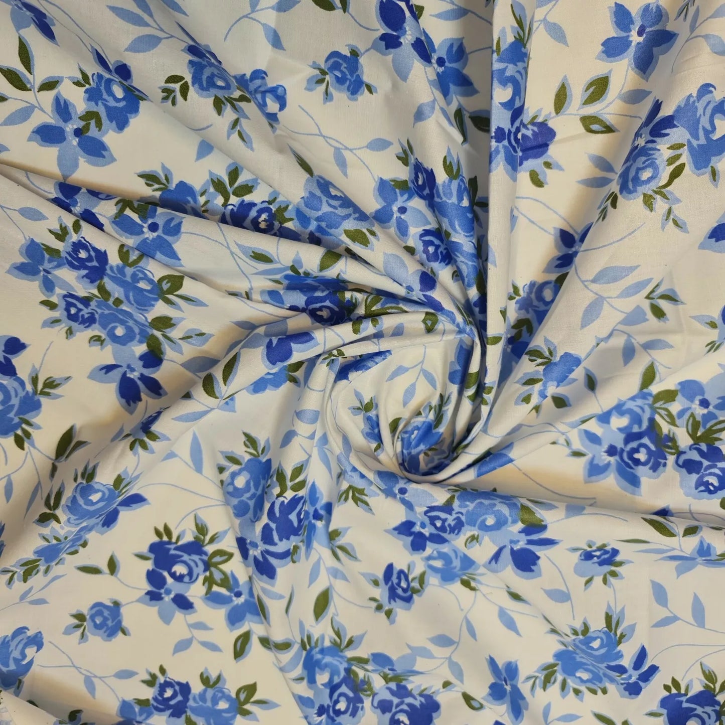 Blue Floral 100% Cotton Material Leopard Floral Dress Craft Quilting Fabric 44" (20 Meter Roll)