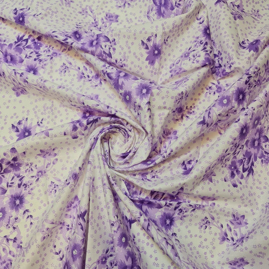 Purple Floral 100% Cotton Material Leopard Floral Dress Craft Quilting Fabric 44" (20 Meter Roll)