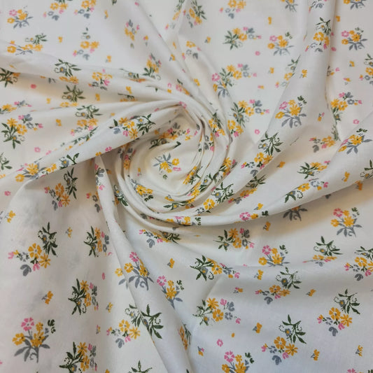 Vintage Yellow100% Cotton Material Leopard Floral Dress Craft Quilting Fabric 44" (20 Meter Roll)