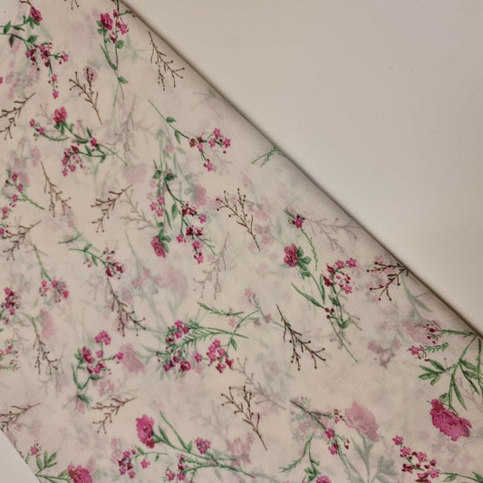 Elfenbeinfarbener Chiffonstoff mit Blumenmuster, durchsichtig, für Kleider, Bastel- und Dekorationsstoffe, 111,8 cm, Meterware