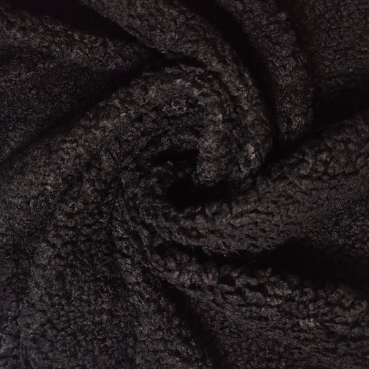 Black Cuddle Faux Fur Fabric Luxury Handle Short Pile Furry Soft Cuddly Material 58"