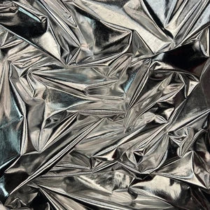 Silver Stretchy Metallic Look Foil Jersey Dance & Costume Fabric 58" Wide By The Meter