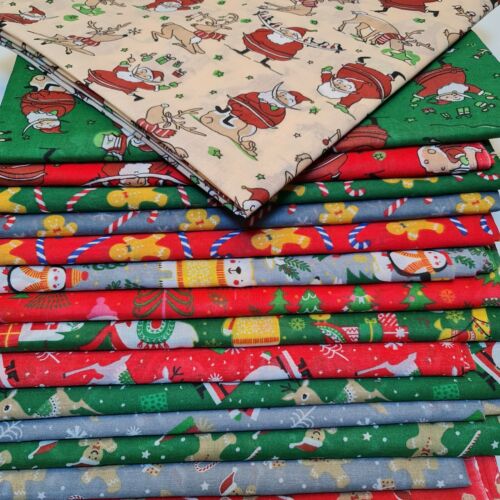 Polycotton Festive Christmas Décor Dress Craft Fabric Xmas Material 44" Wide By The Meter