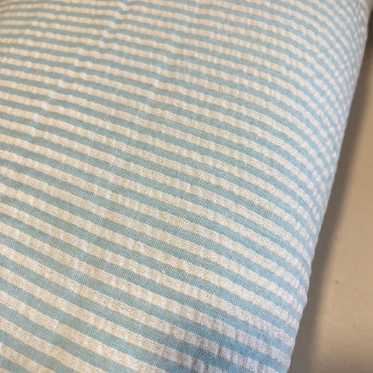 Turquoise 100% Cotton Seersucker Fabric Crush Stripe Costume Craft Dress Material 44" By The Meter